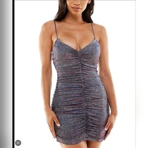 Shirred Metallic Dress